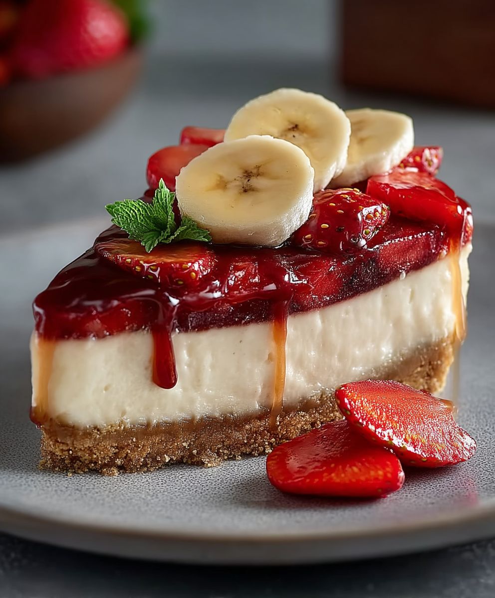 Bananen Erdbeer Käsekuchen