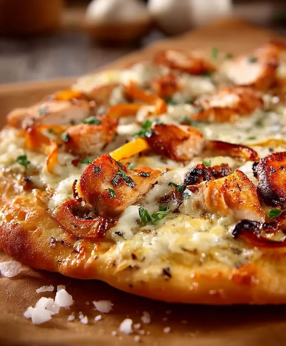 Hähnchenbrust Pizza mit Paprika