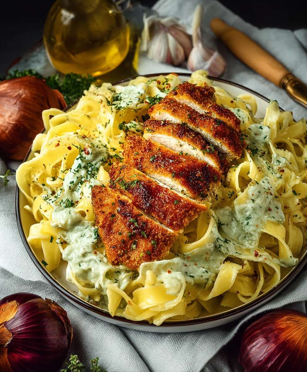 Alfredo Pasta Hähnchenschnitzel