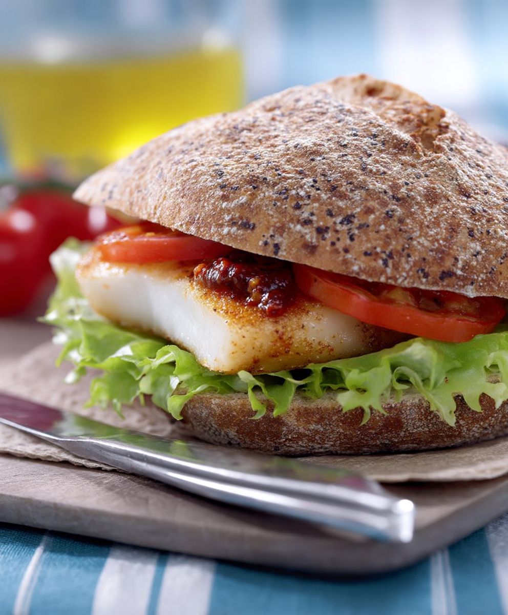 Fischburger mit Chilisauce