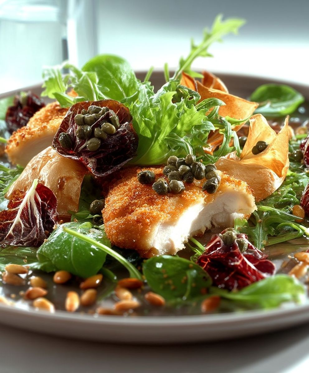 Putenschnitzel Rucola Kapern Pinienkerne