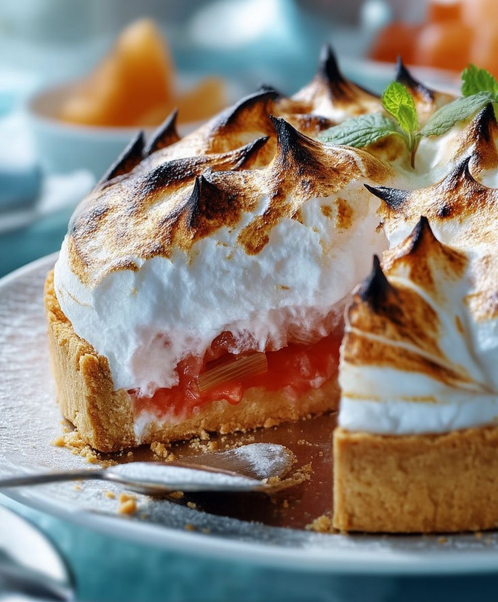 Baiser Rhabarberkuchen backen