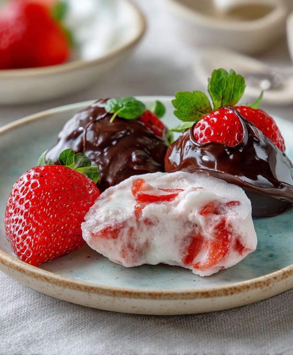 Erdbeer Joghurt Bites Schokolade