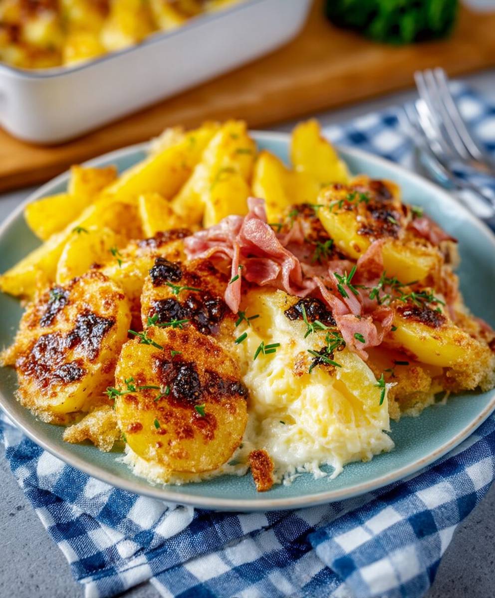Carbonara Kartoffelauflauf Schinken