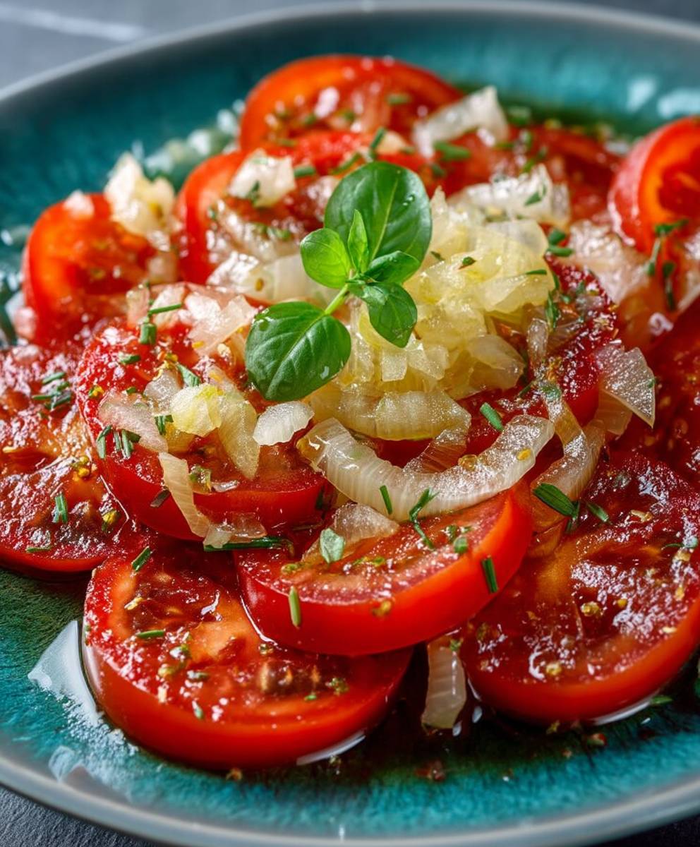 Tomatensalat Zwiebeln Zitronen Dressing