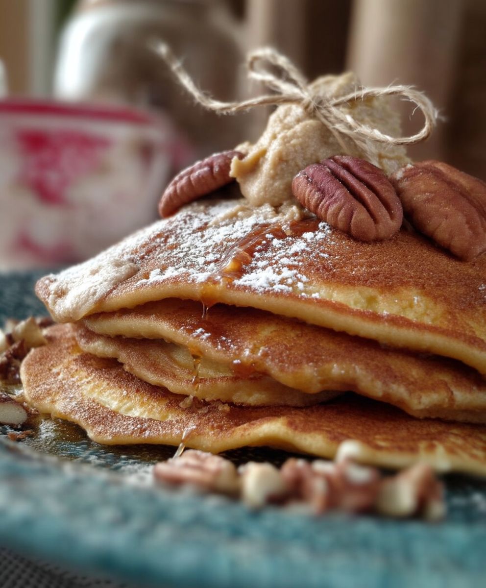 Amerikanische Pancakes Zimt Butter Pecannüsse
