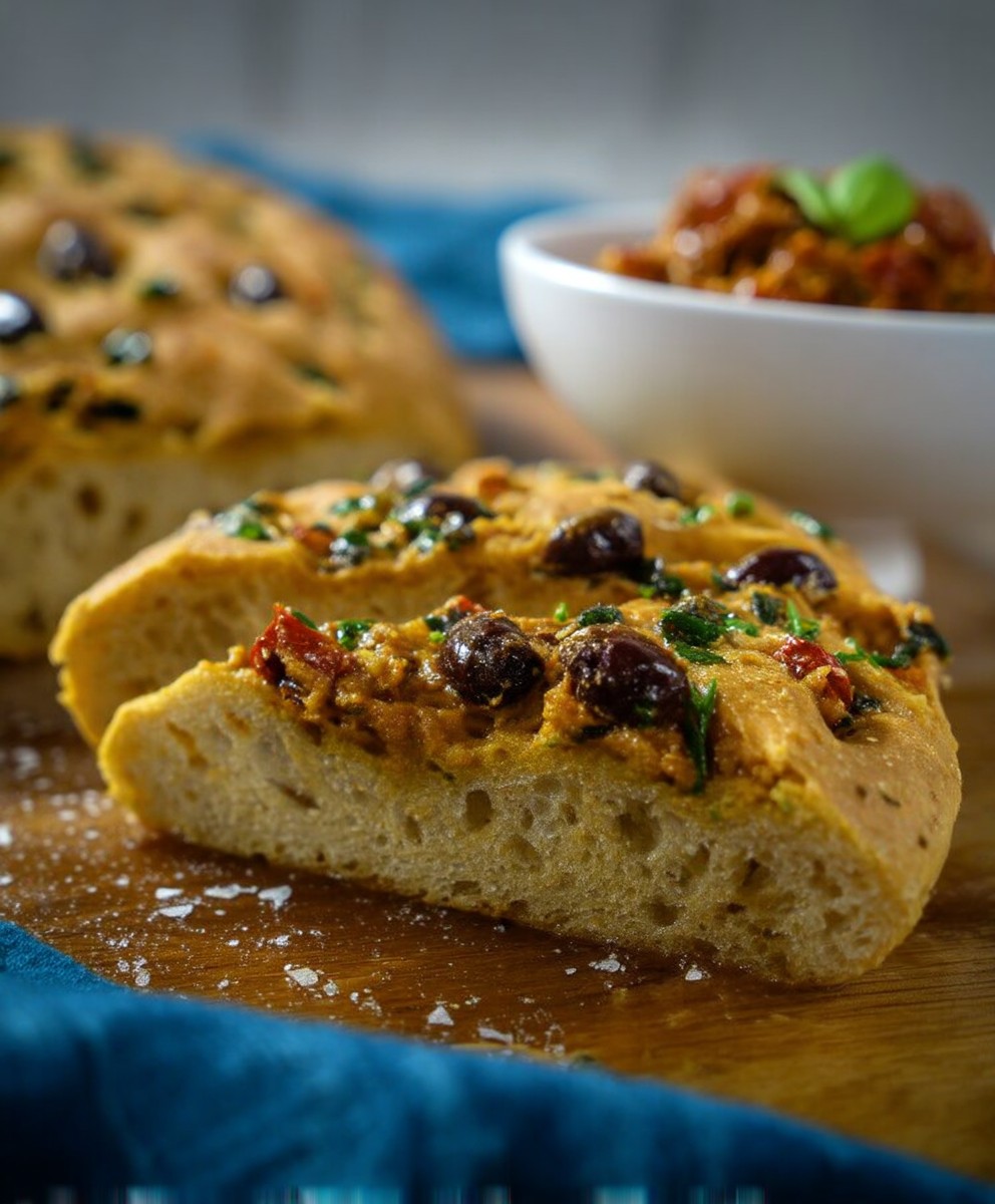 Tomaten Oliven Focaccia backen