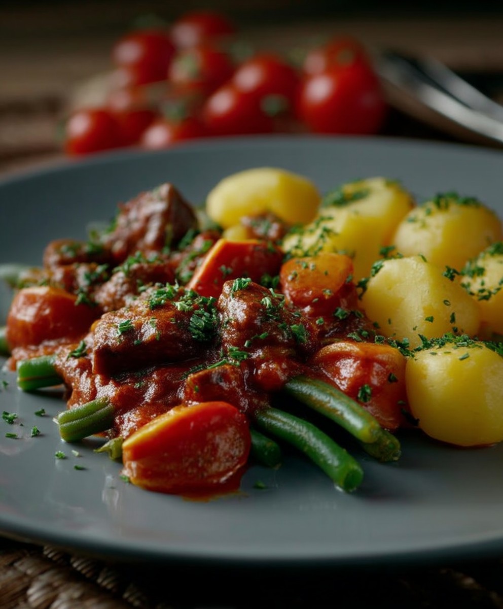 Grüne Bohnen Tomatensauce Eintopf