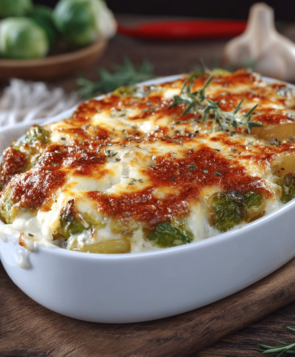 Rosenkohlauflauf mit Kartoffeln