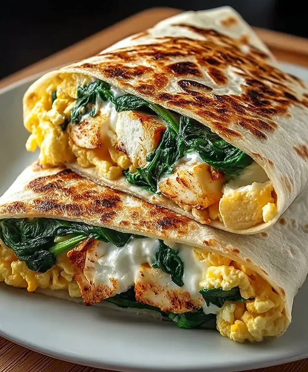 Spinat Käse Frühstück Wrap
