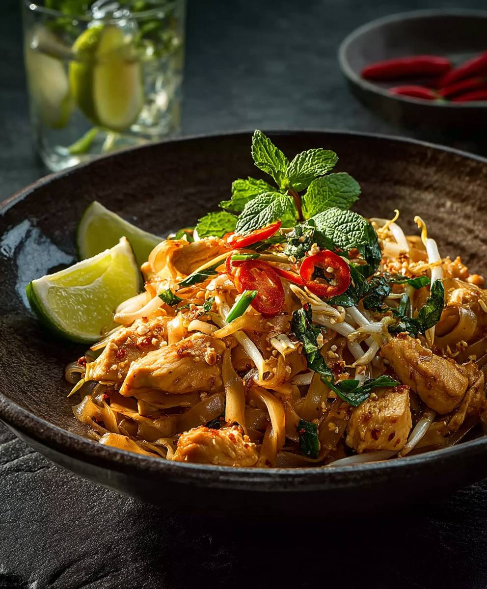 Pad Thai Nudeln Hähnchen
