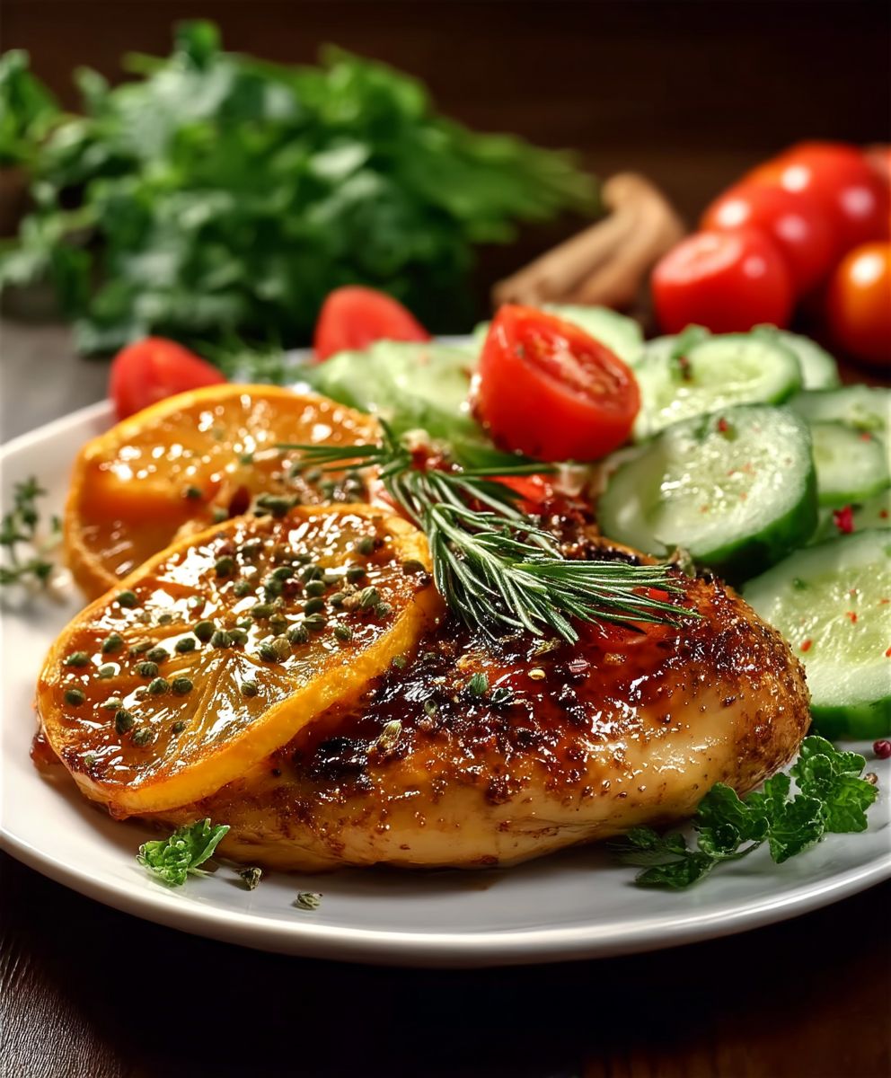 Zitronenhähnchenbrust mit Salat