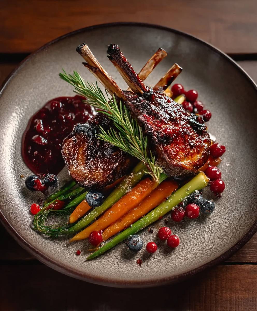 Gegrillte Rehrippchen mit Gemüse