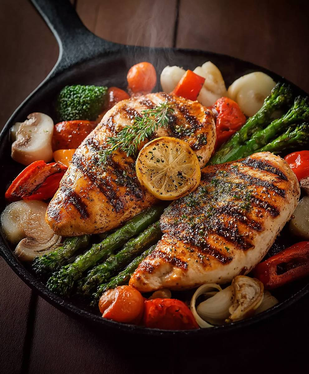 Gegrillte Hähnchenbrust Gemüse