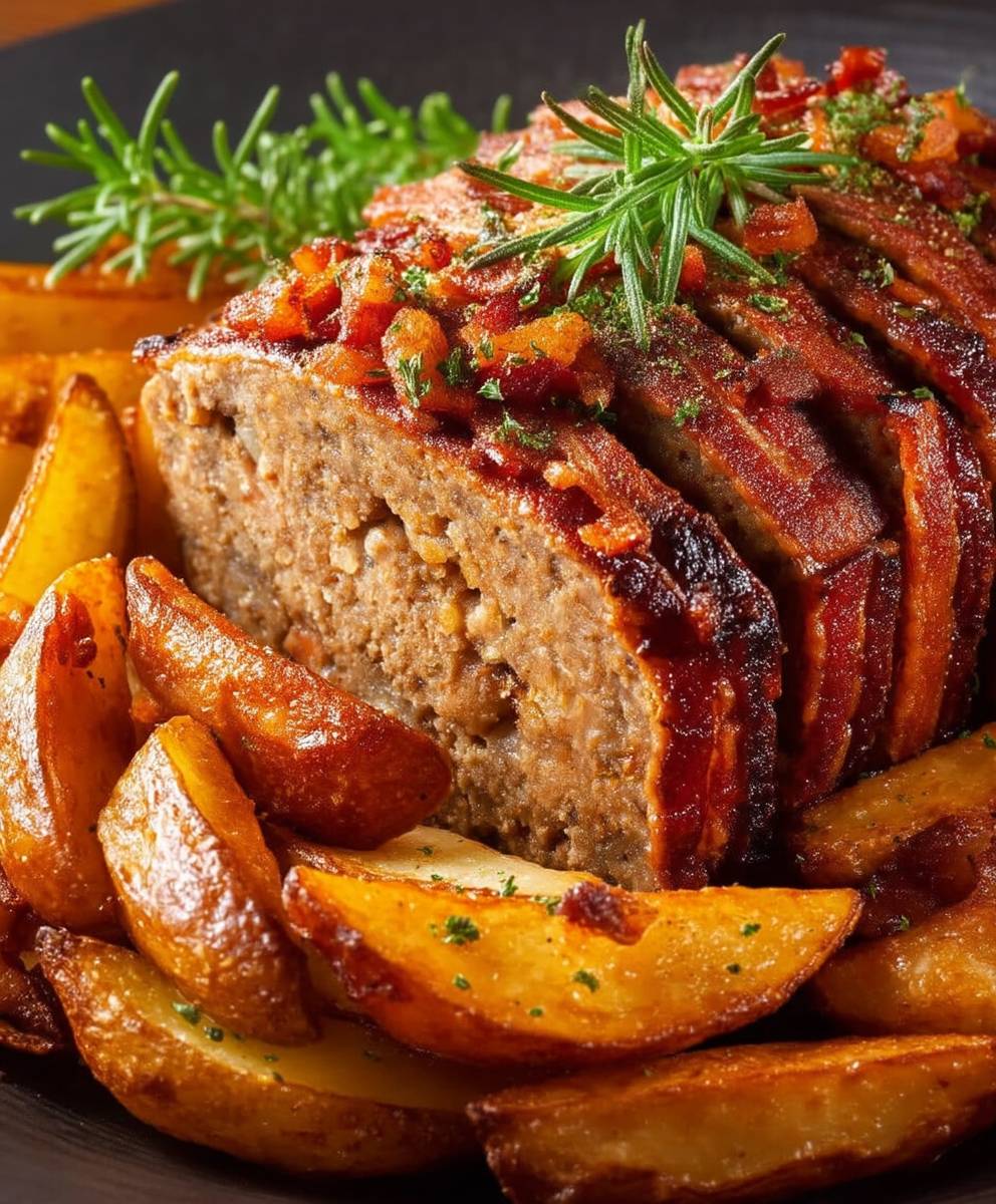 Saftiger Hackbraten mit Bacon