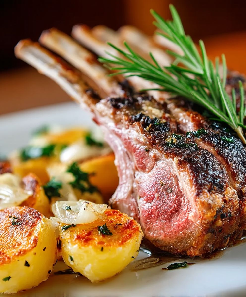 Lammkarree Schalottenconfit Ofenkartoffeln