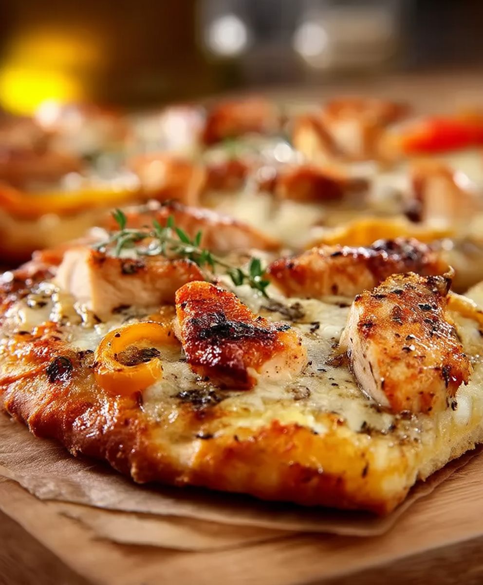 Hähnchenbrust Pizza mit Paprika