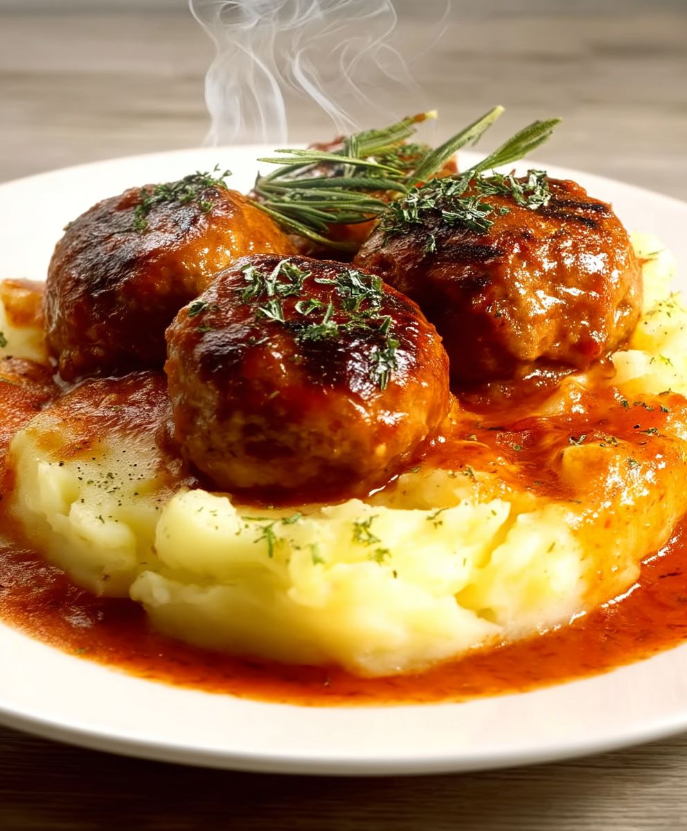 Hackbällchen Kartoffelstampf