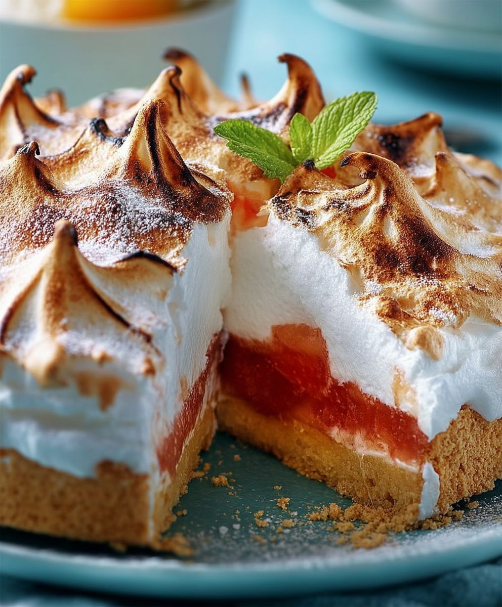 Baiser Rhabarberkuchen backen