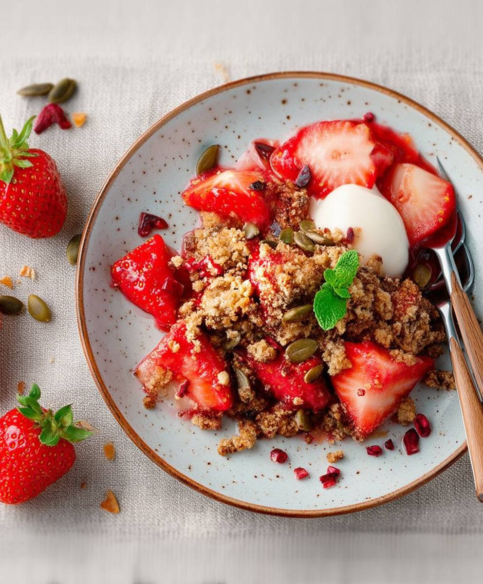 Erdbeer Kürbiskern Crumble