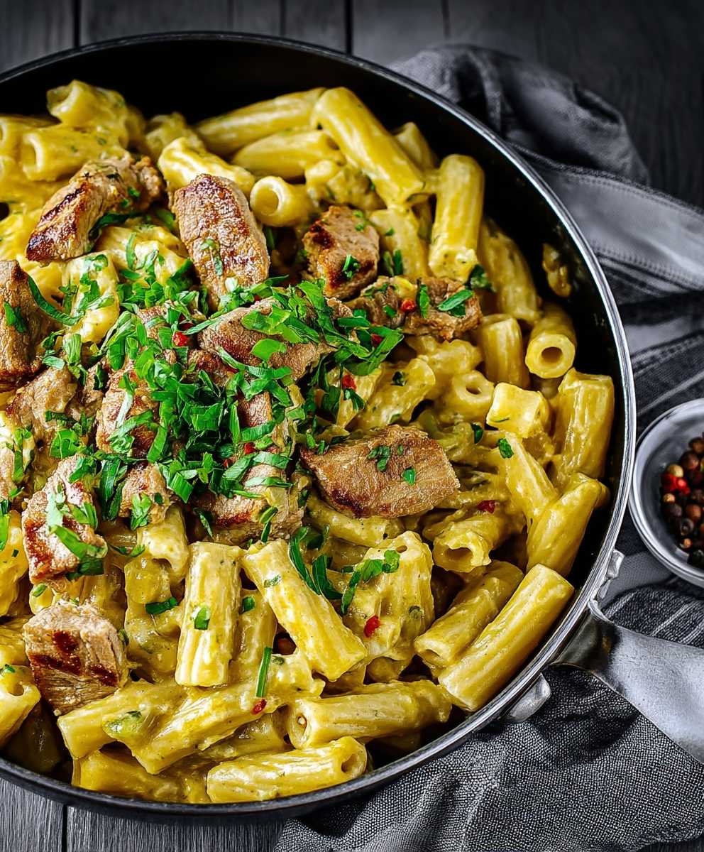 Pasta mit Filetstreifen