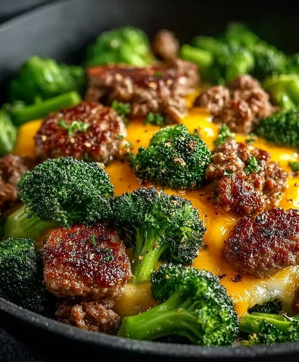 Keto Hamburger Brokkoli Pfanne