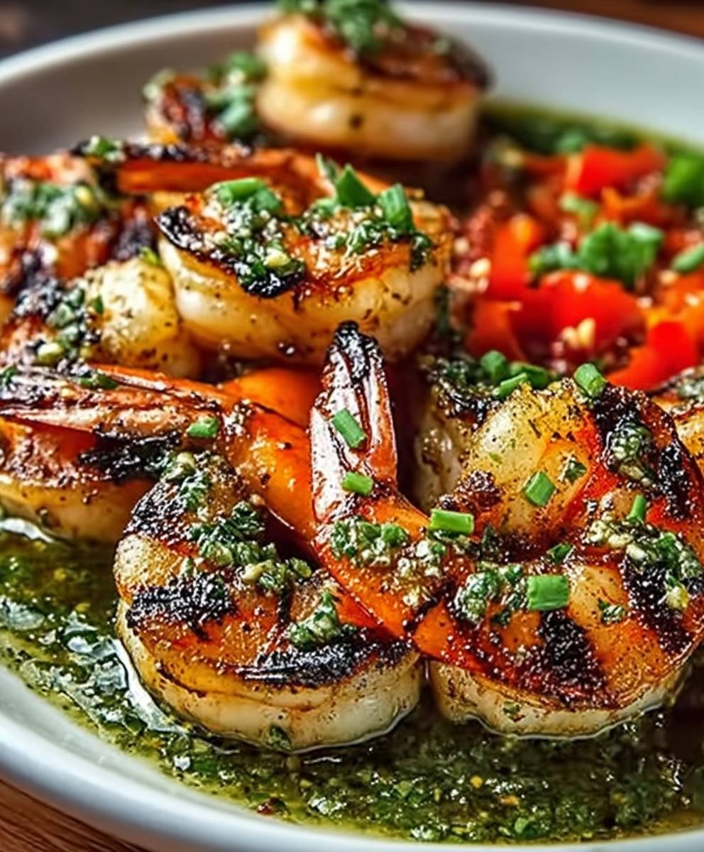 Gegrillte Garnelen Chimichurri Soße