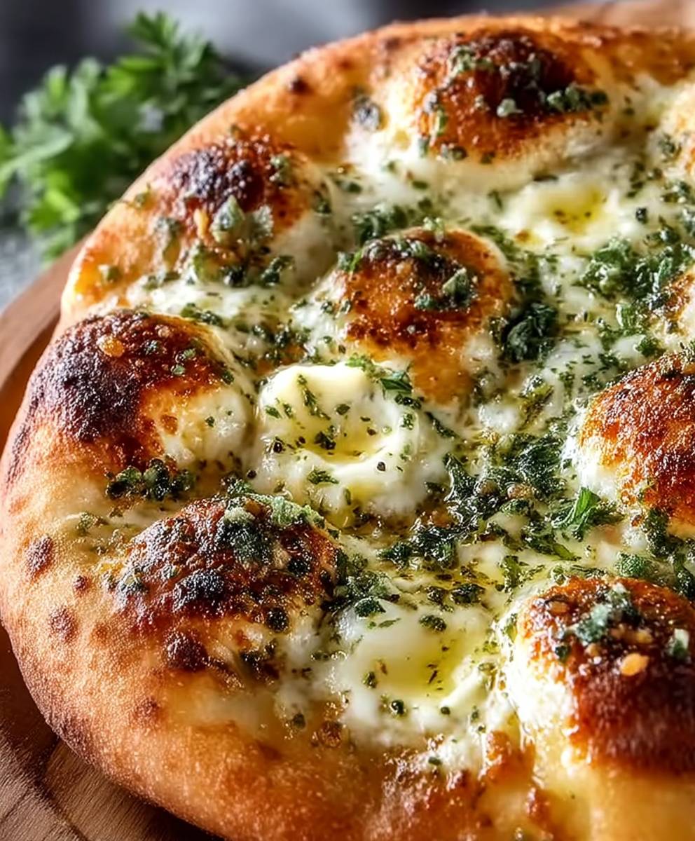 Knoblauchpizza mit Kräutern