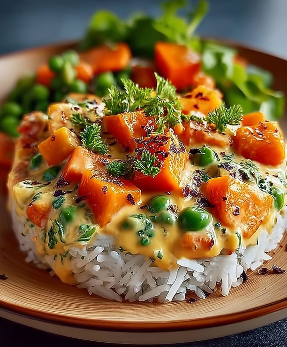 Gemüse Reis Frischkäse Sauce