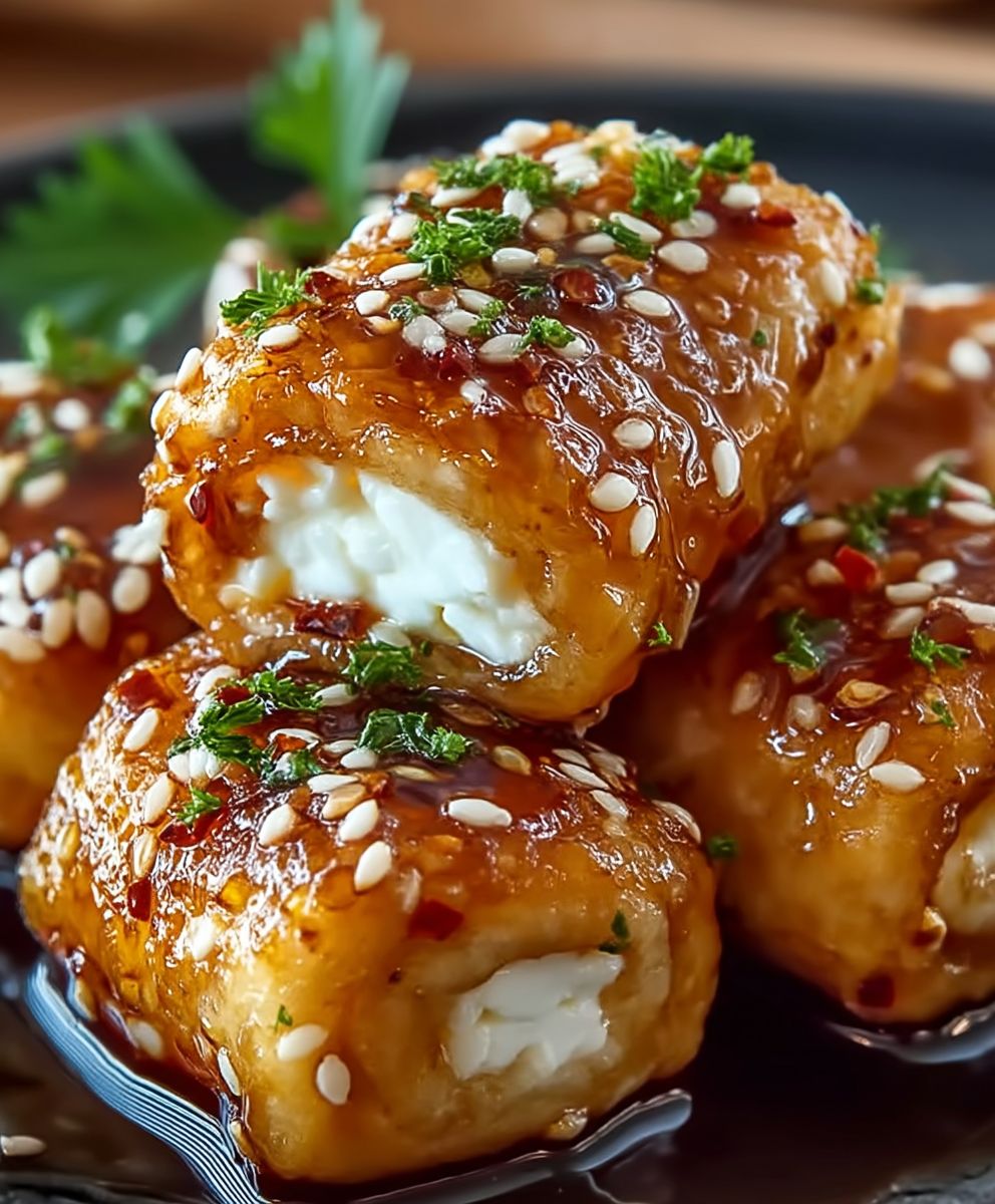 Feta Röllchen mit Chili Honig