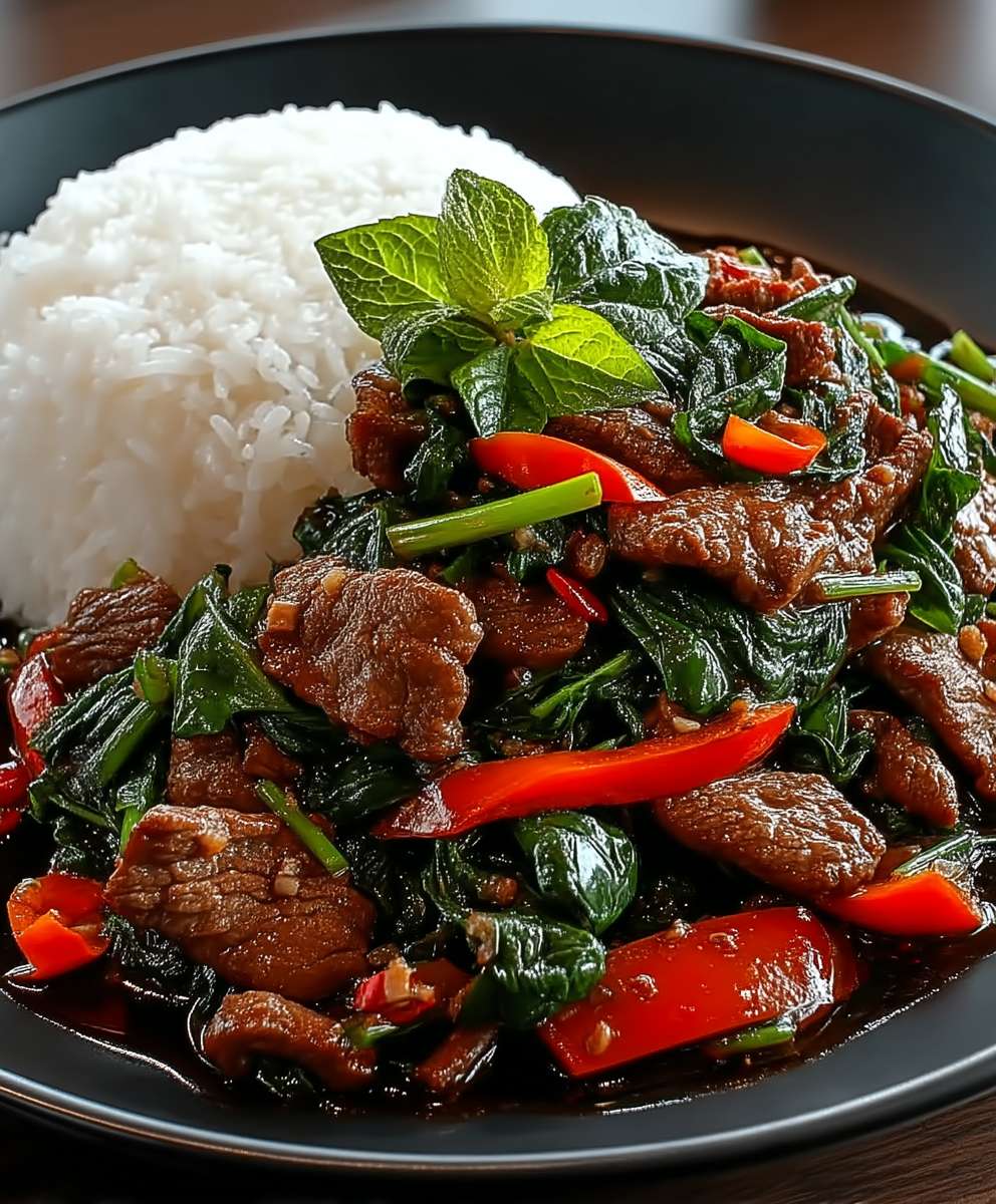 Pad Kra Pao Rindfleisch Basilikum
