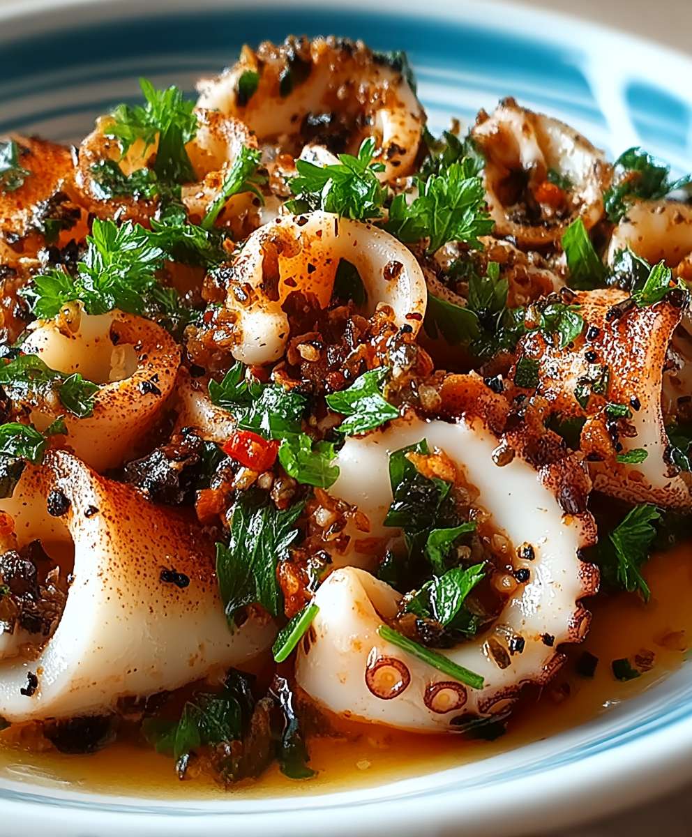 Knoblauch Tintenfisch Low Carb