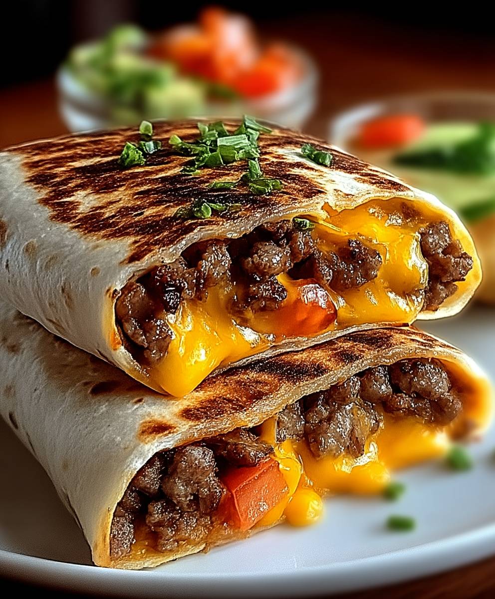 Gegrillte Cheeseburger Wraps