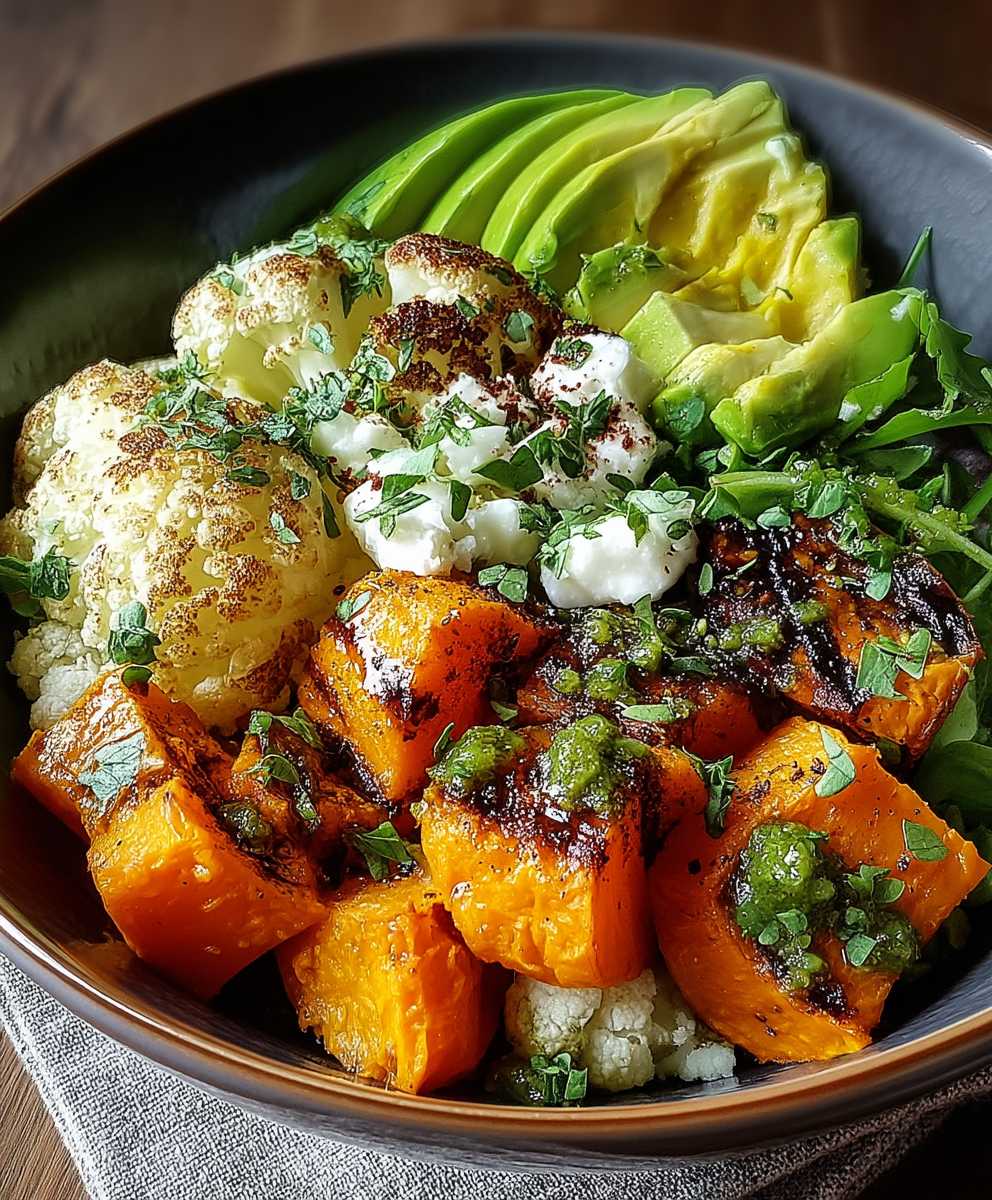 Blumenkohl Bowl Süßkartoffel Avocado
