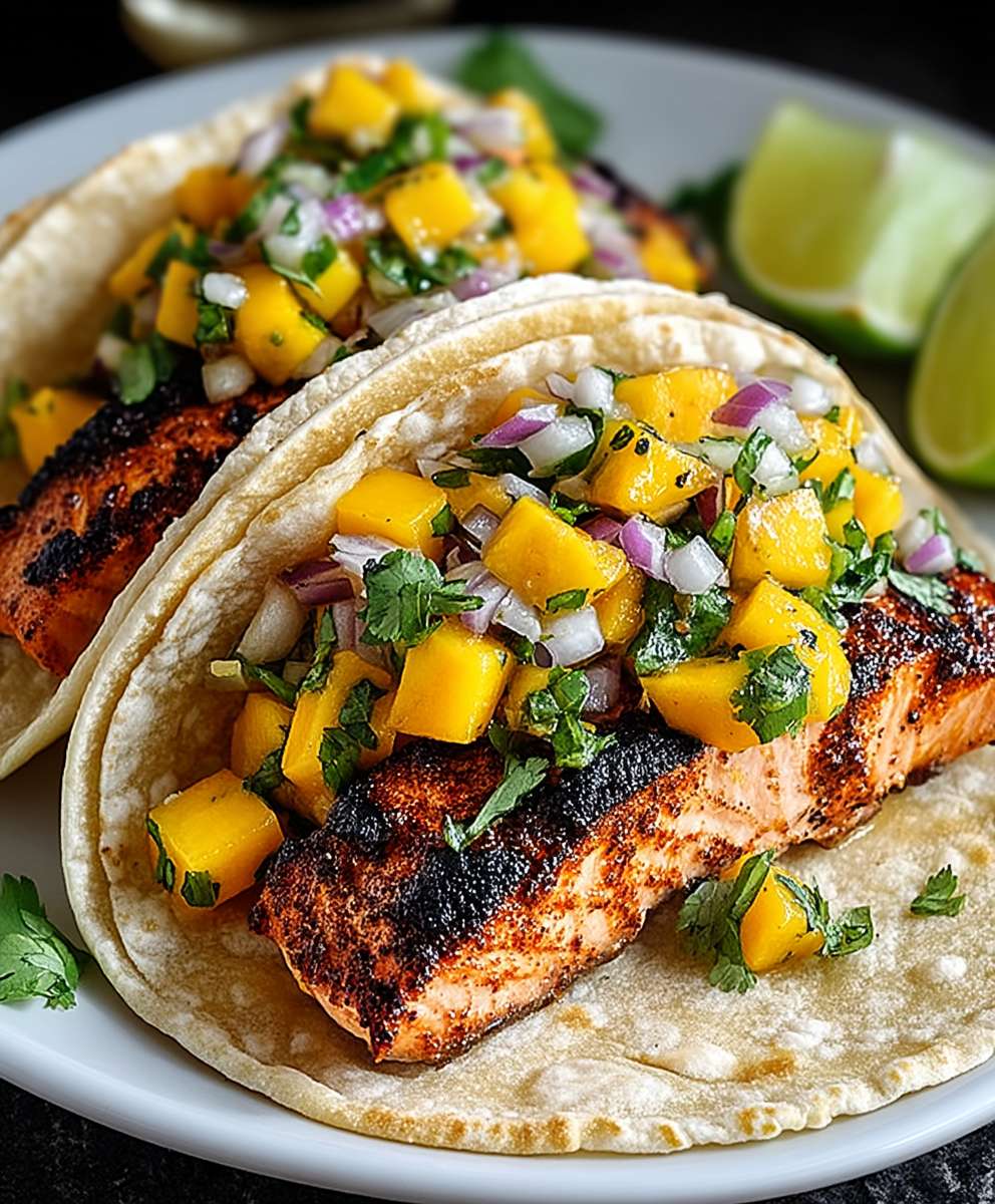Chipotle Lachs Tacos Mango Salsa