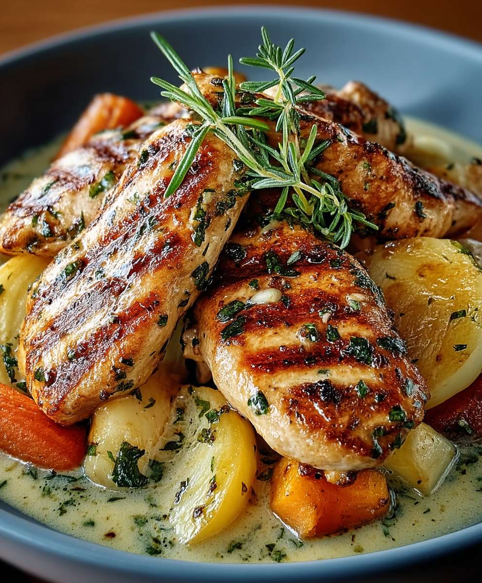Hähnchen Kräutersauce Gemüse
