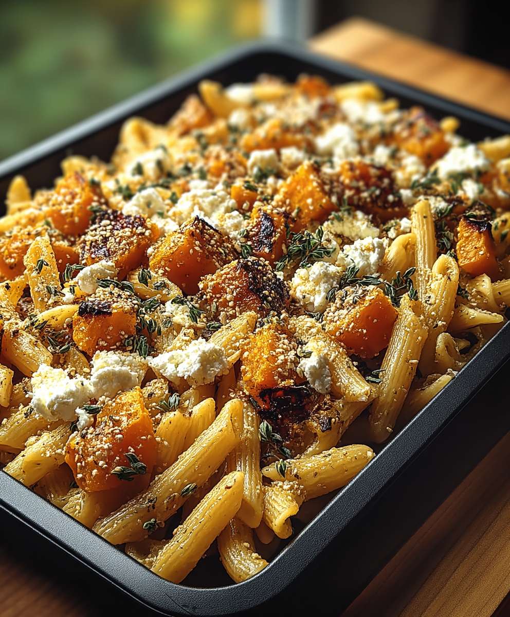 Ofenkürbis Feta Pasta Blech