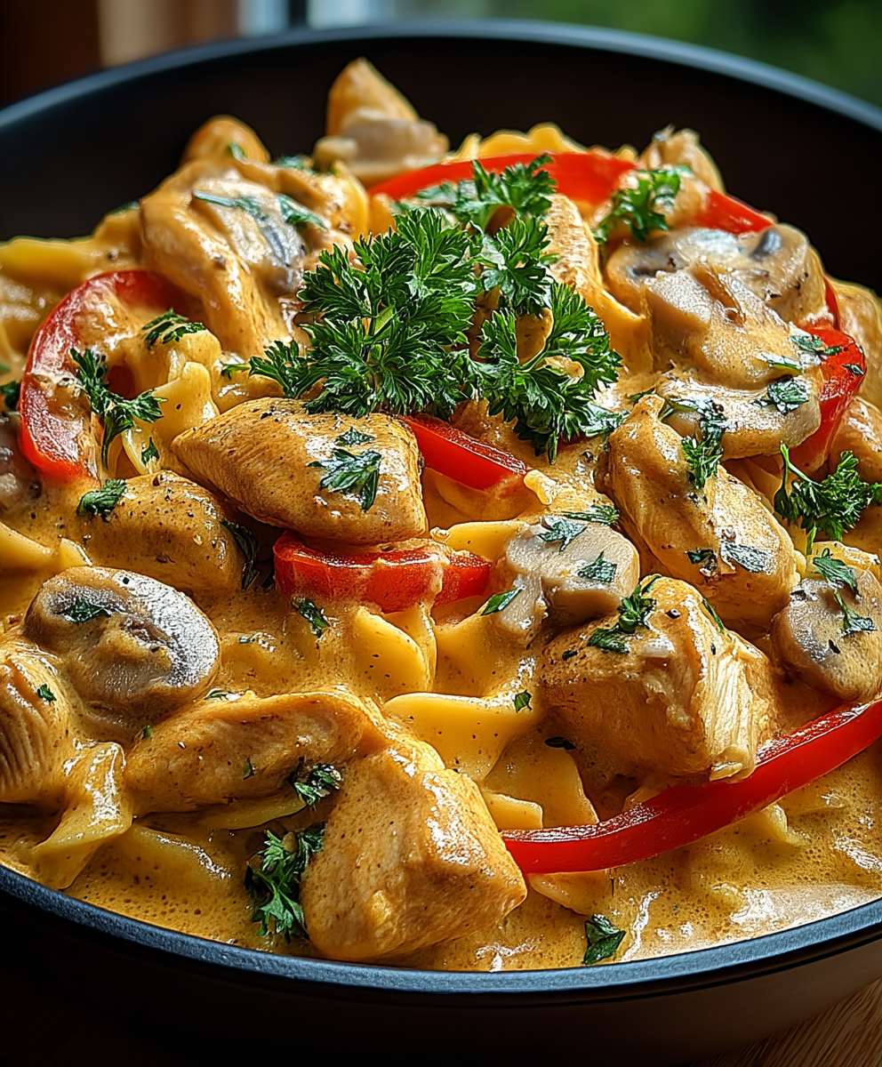 Hähnchen Stroganoff zubereiten