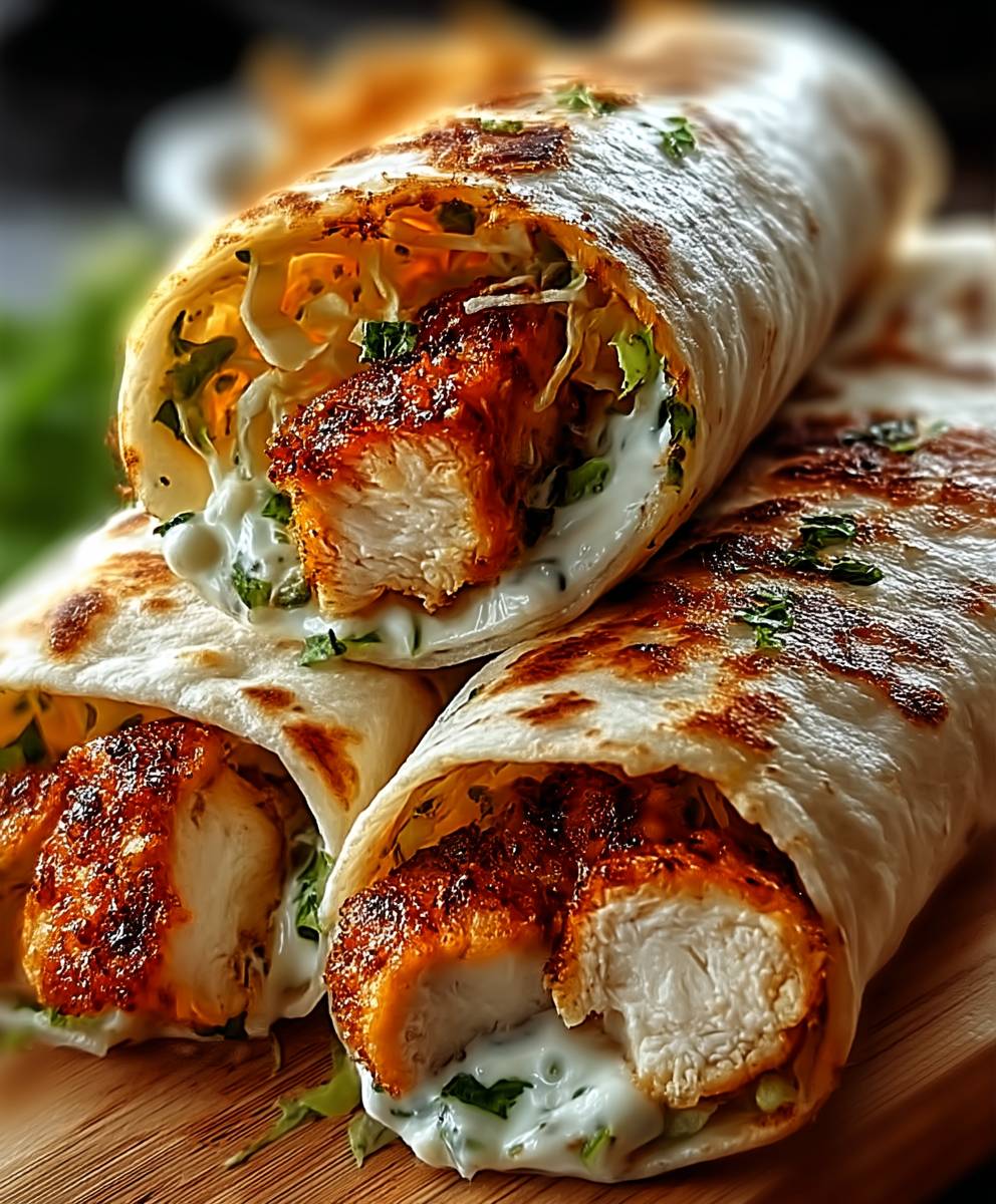 Knoblauch Hühnchen Wraps
