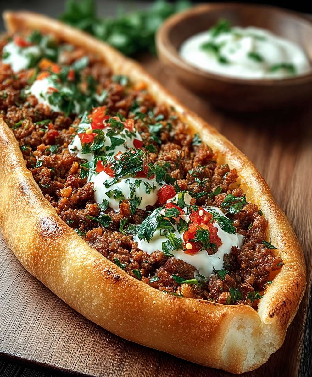 Türkische Pide Hackfleisch