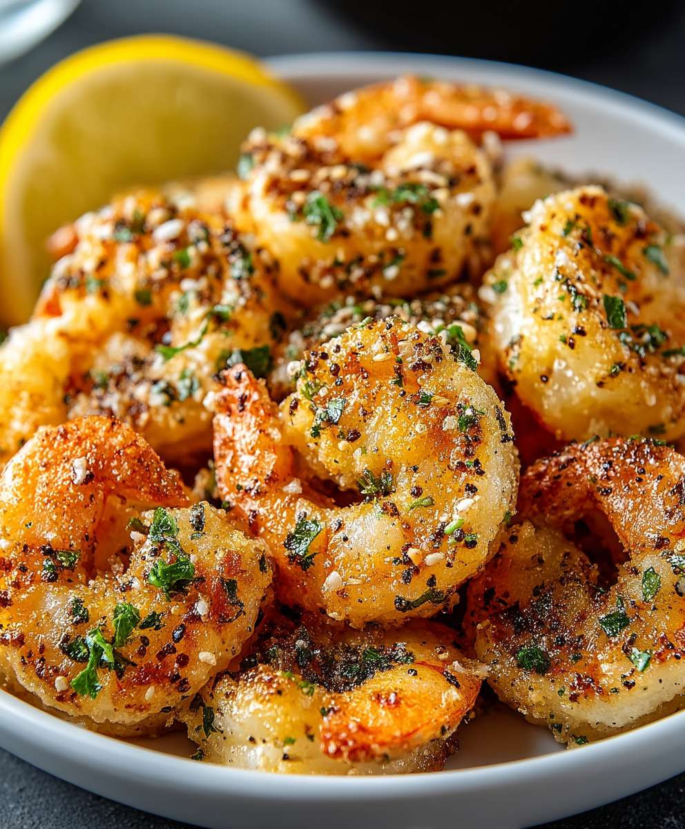 Heißluftfritteuse Knoblauch Parmesan Garnelen