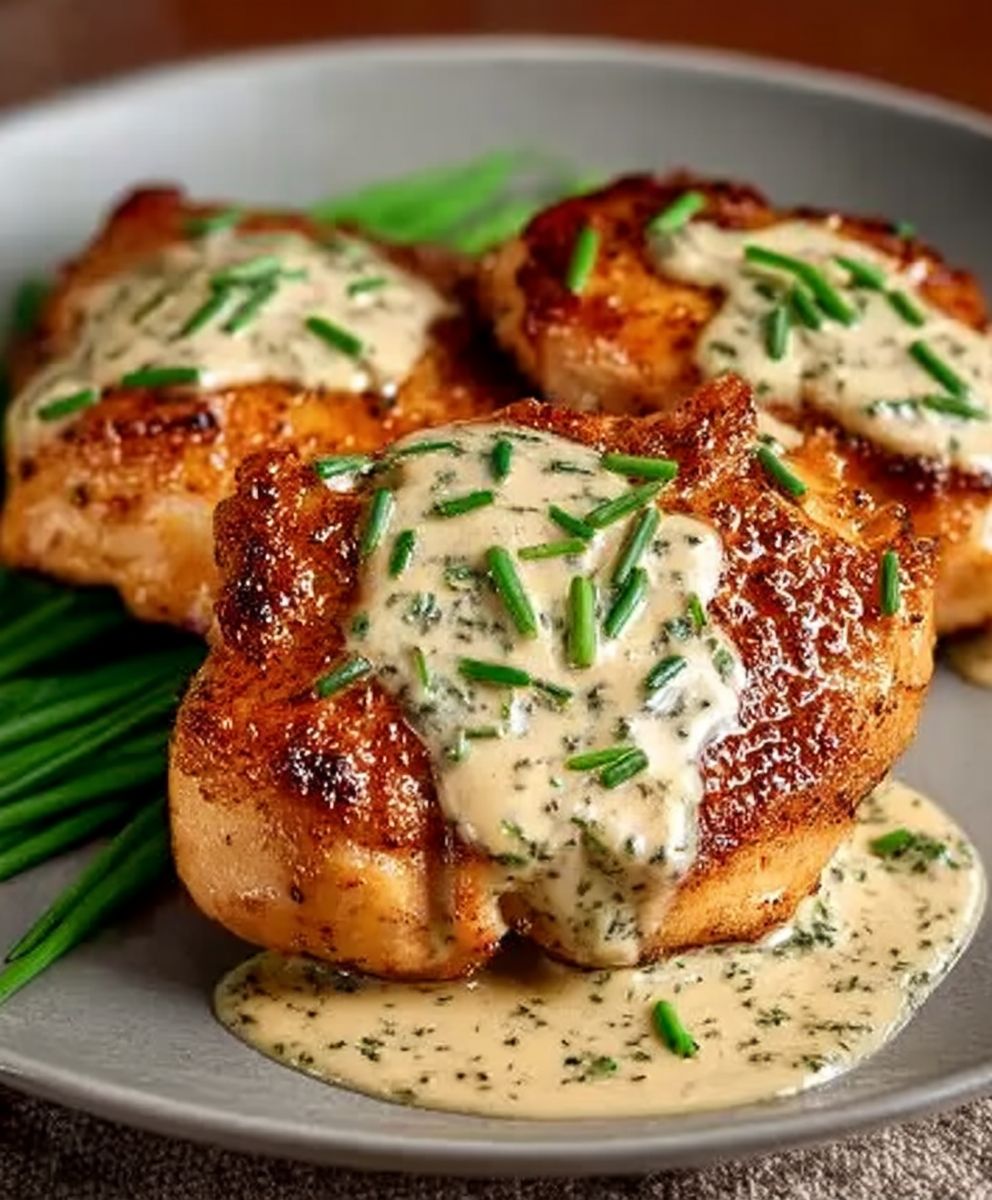 Hähnchen cremige Schnittlauchsauce Pfanne