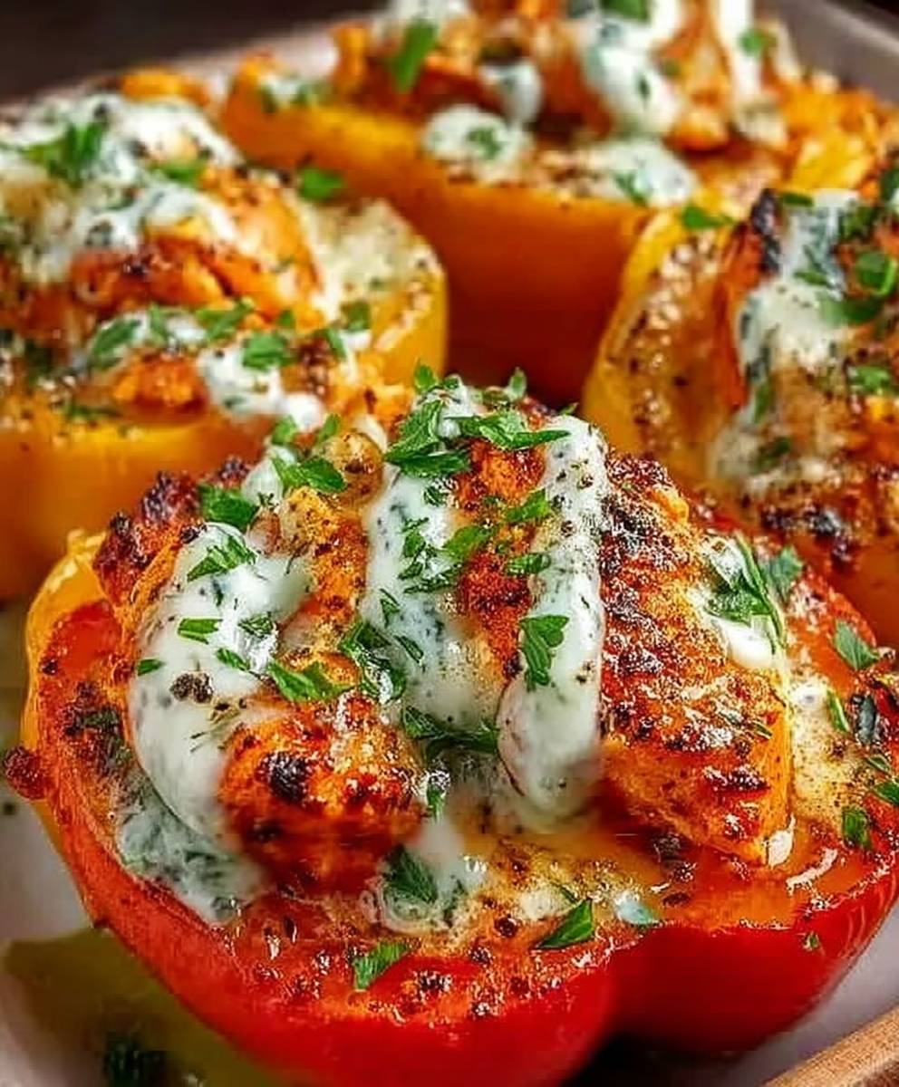 Buffalo Hähnchen gefüllte Paprika