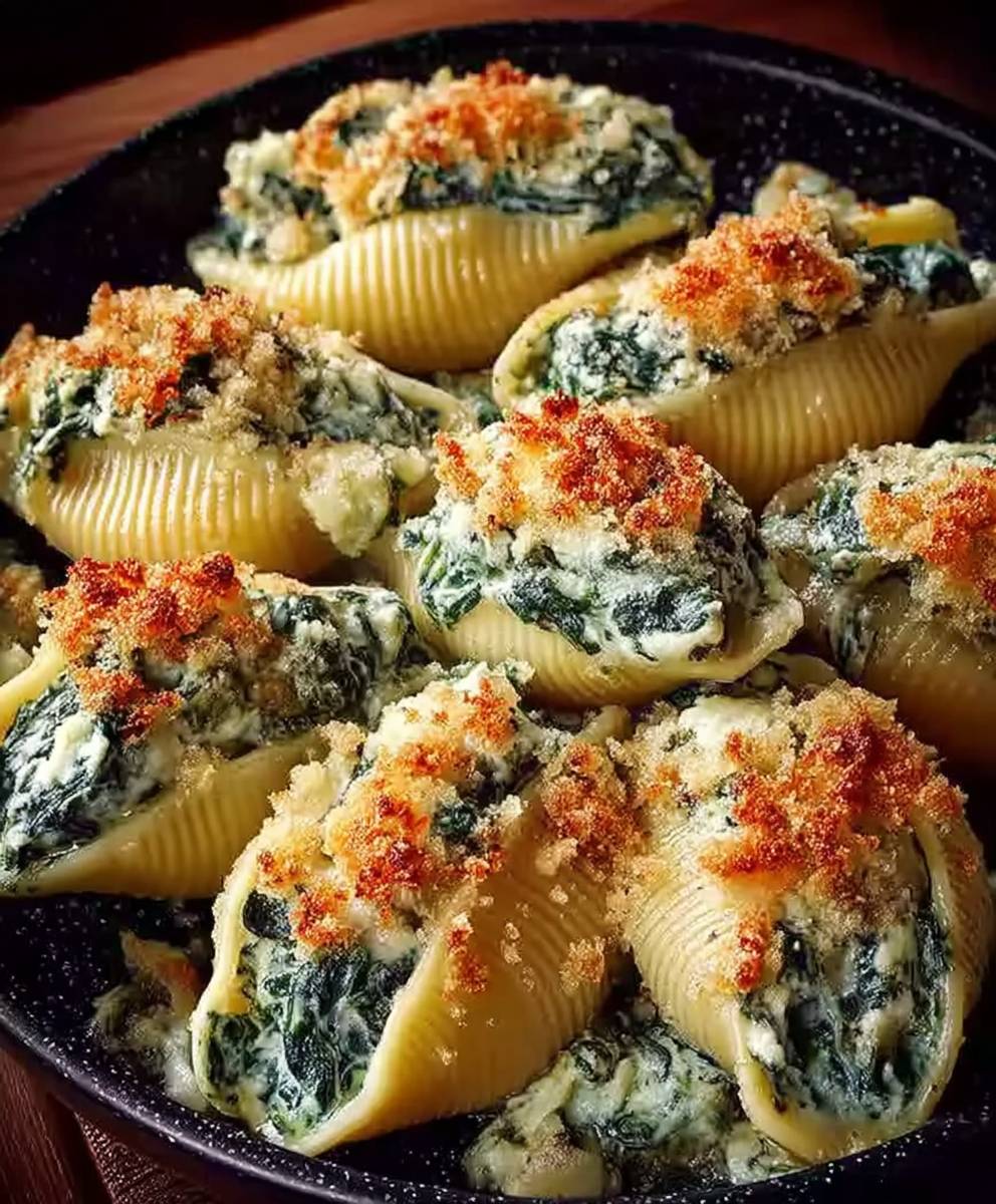 Gefüllte Pastaschalen Spinat Ricotta