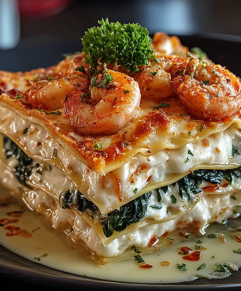 Garnelen Lasagne mit Käse
