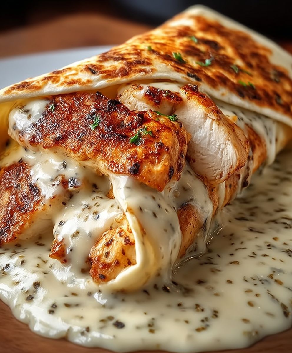 Käse Knoblauch Hähnchen Wraps