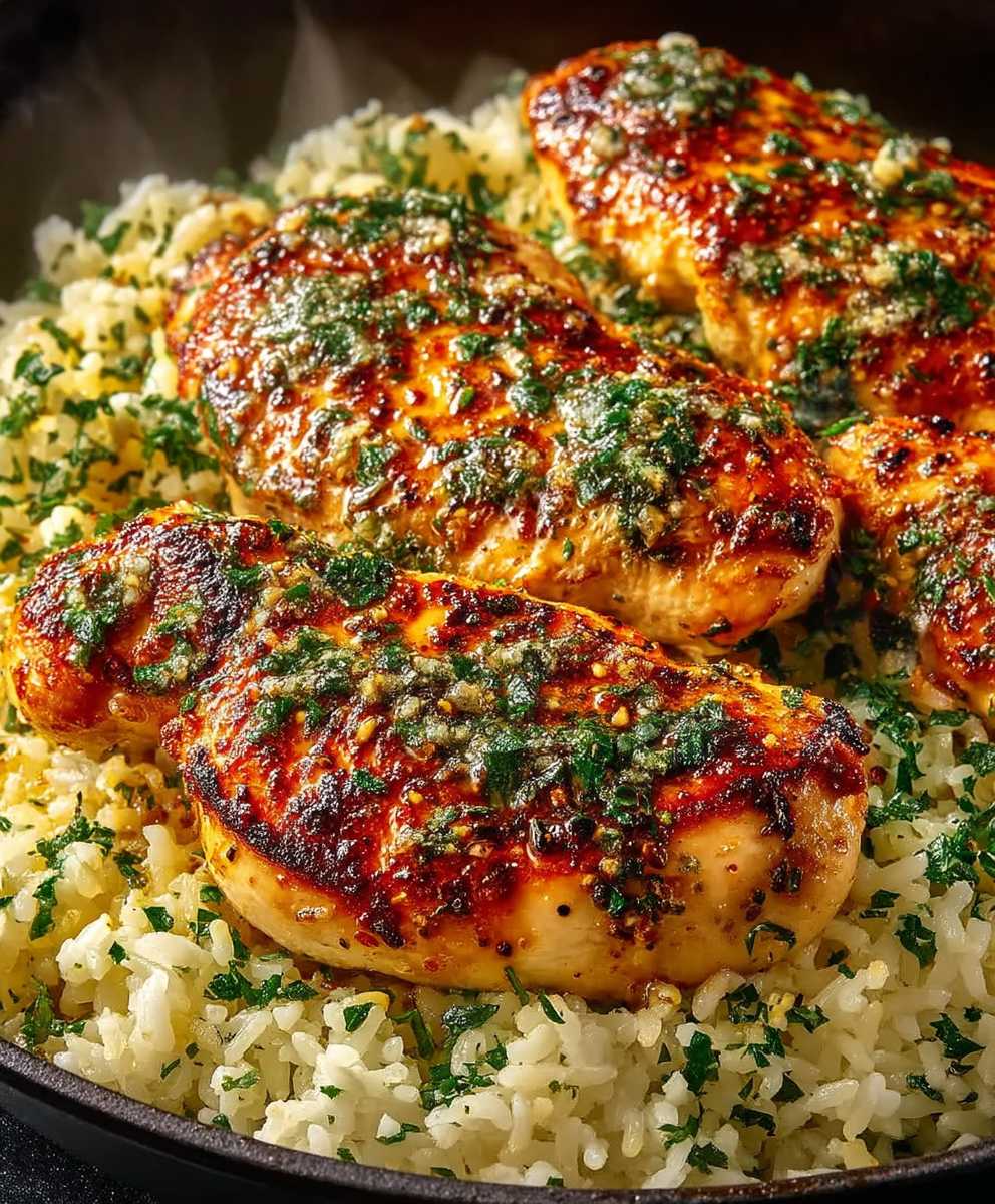 Knoblauchbutter Hähnchen Parmesanreis