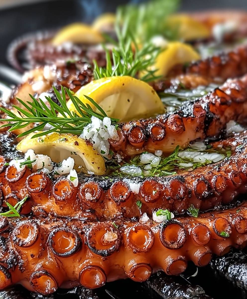 Gegrillter Oktopus Zitronen Olivenöl