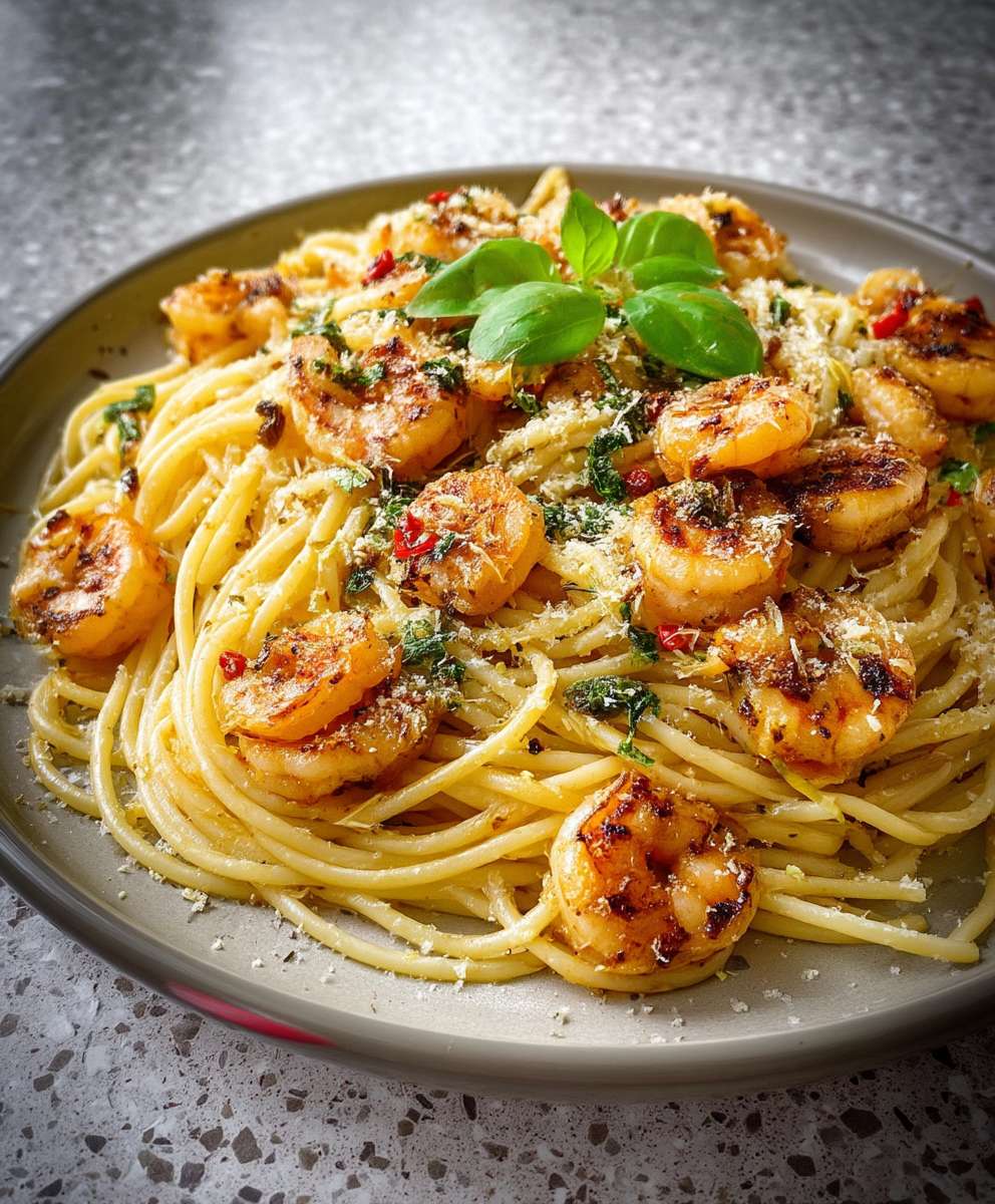 Zitronen Garnelen Spaghetti