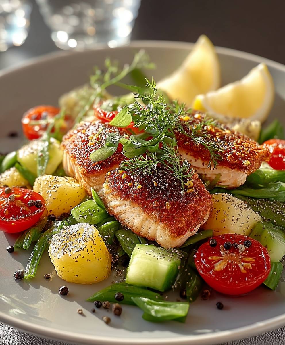 Heißluftfritteuse Lachs Salat